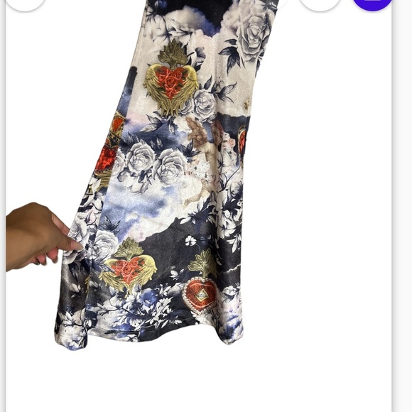 JADED LONDON velvet flared trousers with cherub, cloud graphic size S - Picture 3 of 5